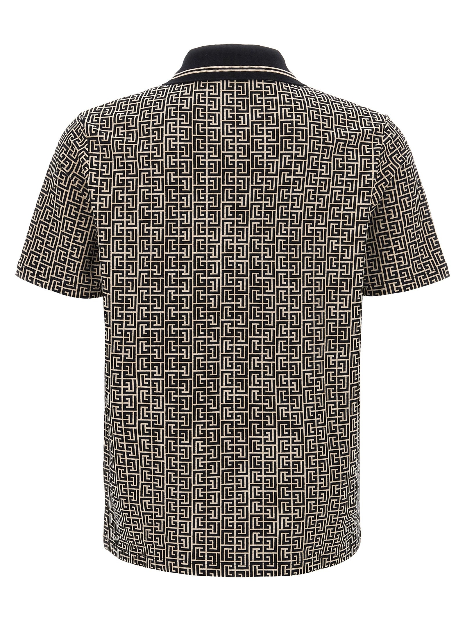 Polo Shirt by Balmain for men in stretch organic cotton bicolour, black, white, patterned, jacquard & monogram showcases a enviable silhouette, featuring a refined and for a enviable finish.