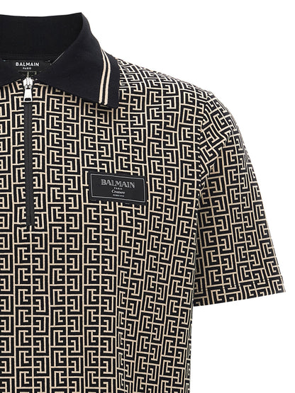 This Polo Shirt by Balmain for men in stretch organic cotton bicolour, black, white, patterned, jacquard & monogram presents a flawless silhouette, showcasing flawless detailing and a refined for a truly flawless aesthetic.