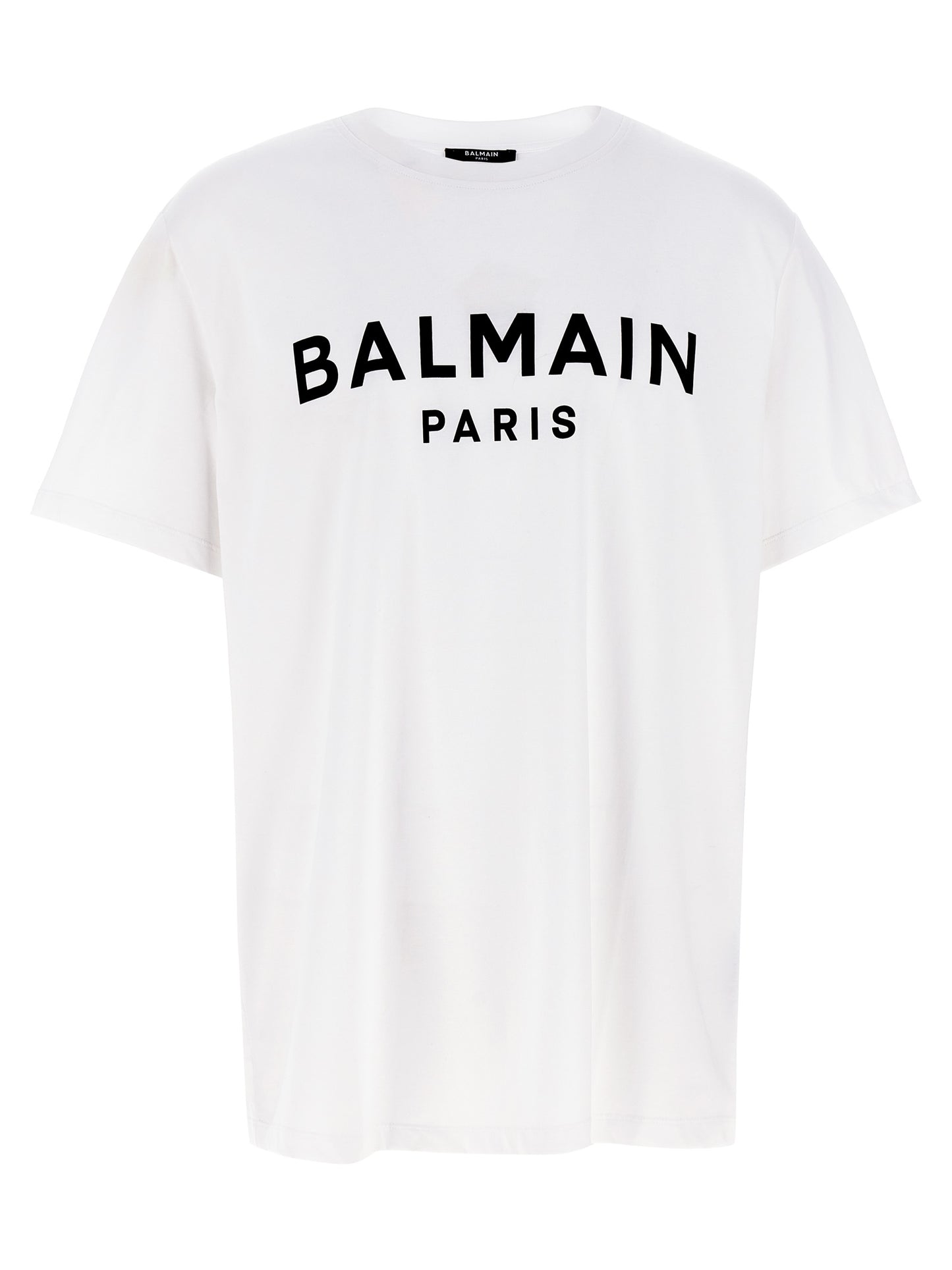 Balmain Men's Short-Sleeve Crew Neck Organic Cotton T-Shirt - Bicolour Black White Print