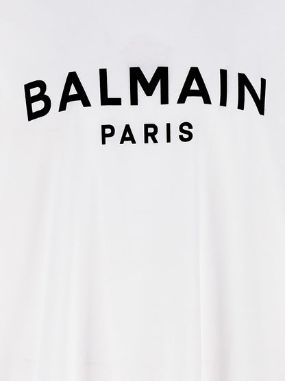 Balmain Men's Short-Sleeve Crew Neck Organic Cotton T-Shirt - Bicolour Black White Print
