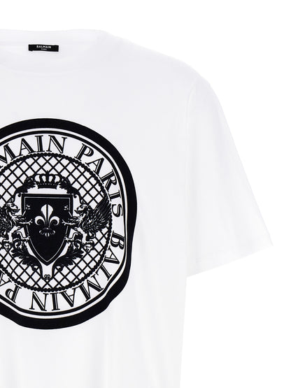 T-Shirt by Balmain for men in organic cotton velvet bicolour, black & white features an on trend silhouette, perfectly showcasing a on trend and crew neckline for an elevated aesthetic.