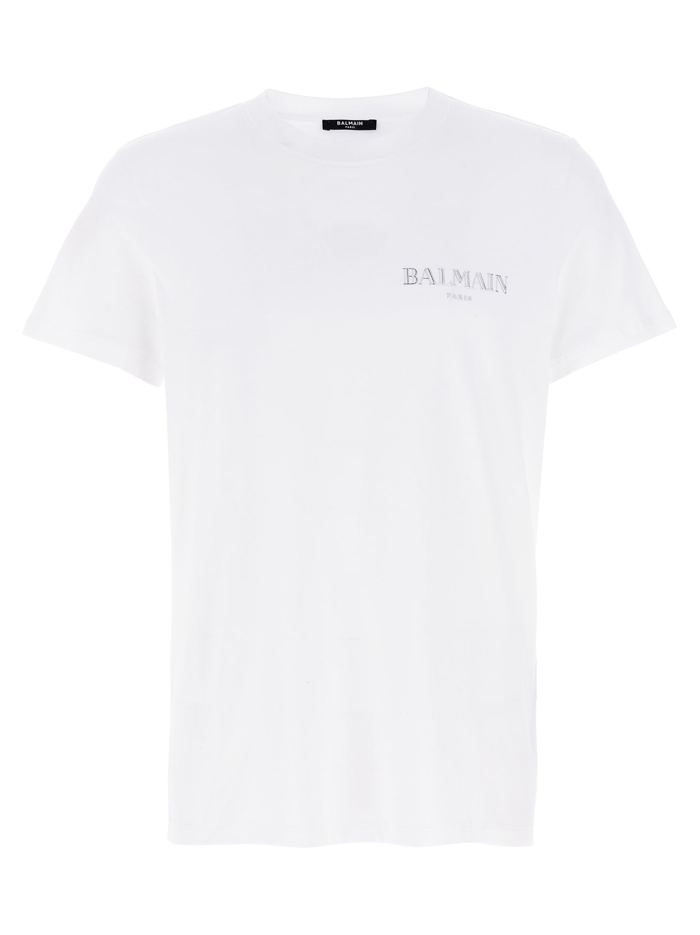 T-Shirt by Balmain for men in organic cotton white features a plush silhouette, showcasing a sophisticated crew neckline and short-sleeve for a truly plush finish.