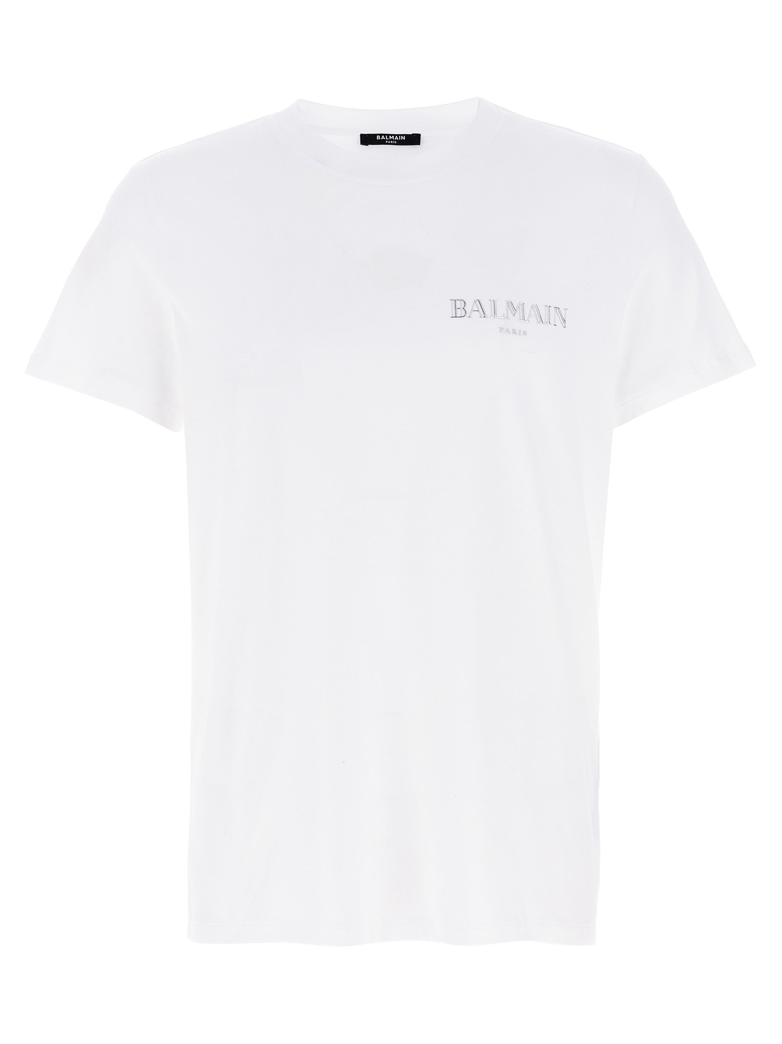 T-Shirt by Balmain for men in organic cotton white features a plush silhouette, showcasing a sophisticated crew neckline and short-sleeve for a truly plush finish.