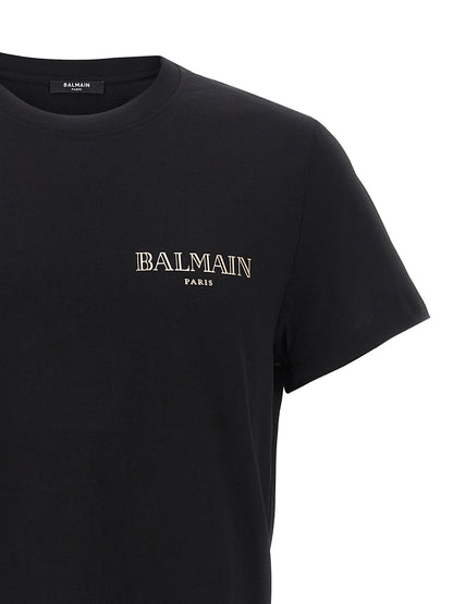 T-Shirt by Balmain for men in organic cotton black showcases a chic silhouette, artfully detailed with a chic crew neckline and for a chic finish.