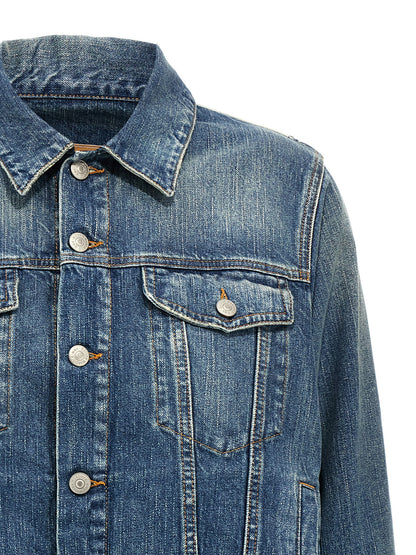 Trucker Jacket by MM6 Maison Margiela for women in denim cotton blue features an on trend silhouette, showcasing refined pockets and a sophisticated for a truly on trend finish.