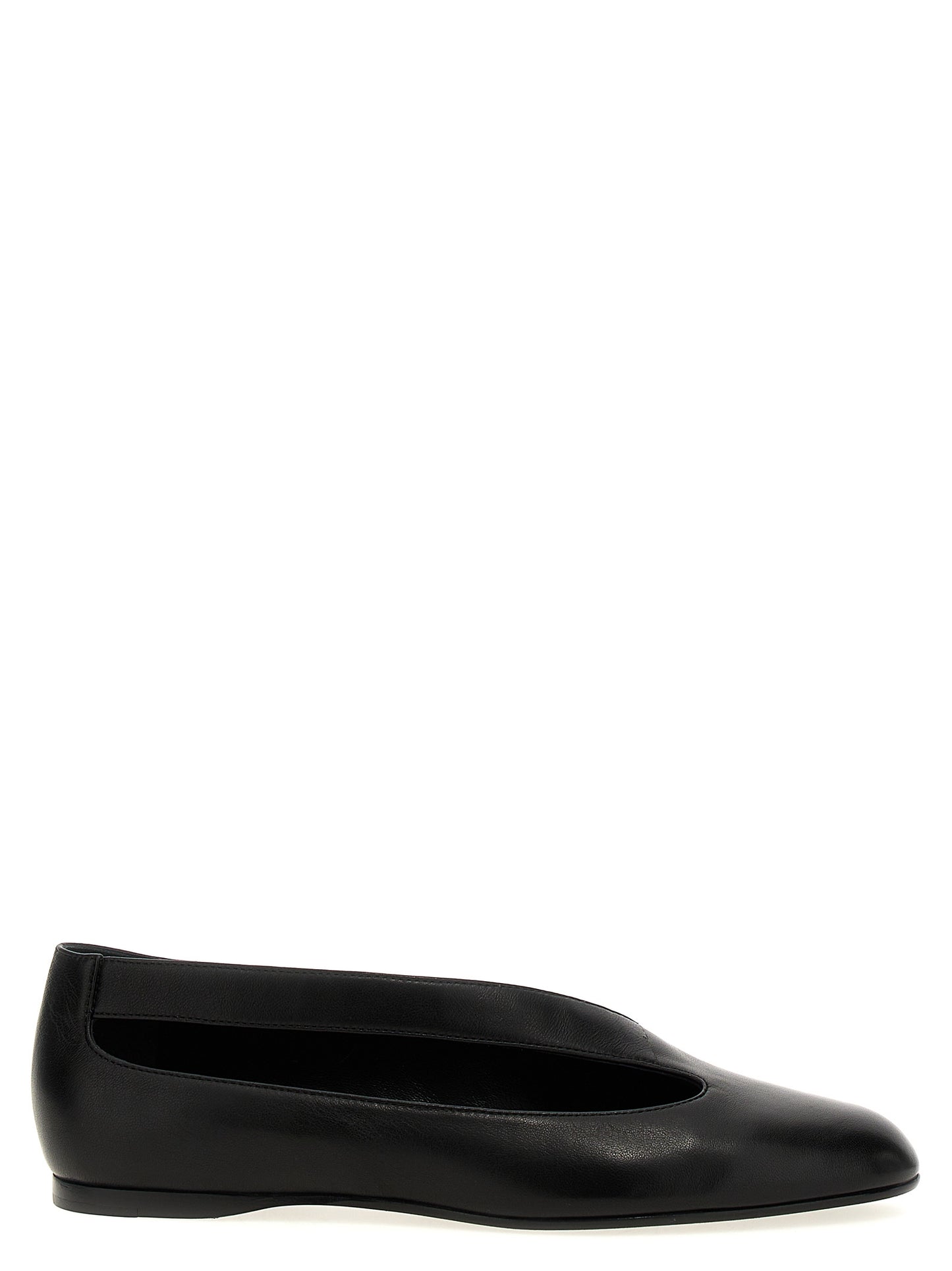 Ballet Flat Shoes by Khaite for women in nappa lamb leather black showcases a resplendent Women's Nappa Lamb Leather Ballet Flat Shoes aesthetic with a and almond toe style.