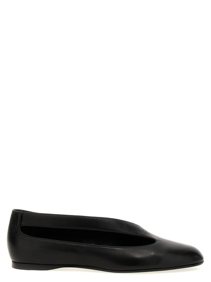 Ballet Flat Shoes by Khaite for women in nappa lamb leather black showcases a resplendent Women's Nappa Lamb Leather Ballet Flat Shoes aesthetic with a and almond toe style.