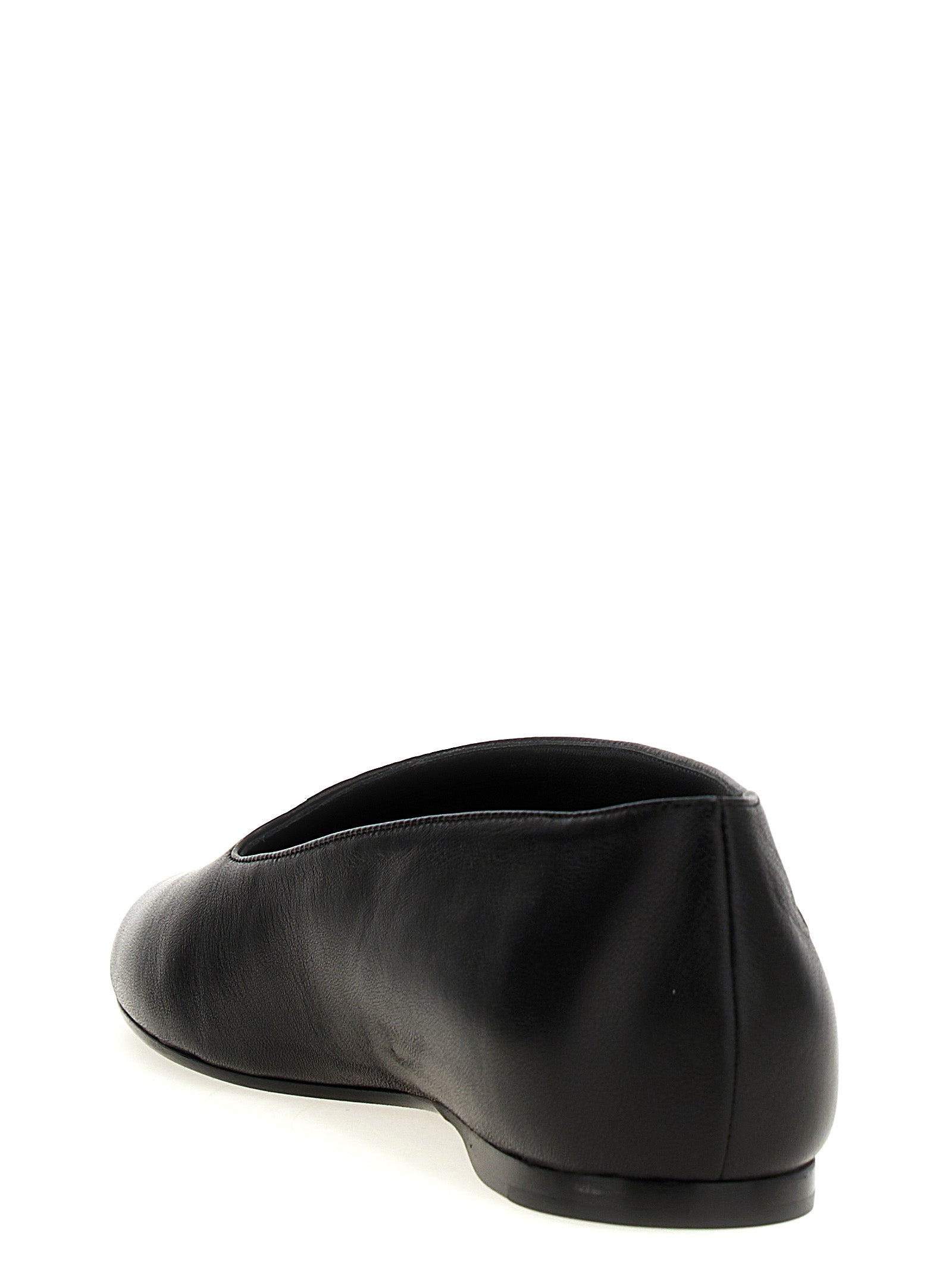 Ballet Flat Shoes by Khaite for women in nappa lamb leather black presents a impeccable silhouette as Women's Nappa Lamb Leather Ballet Flat Shoes, artfully designed with a and a impeccable almond toe style for a refined, upscale finish.