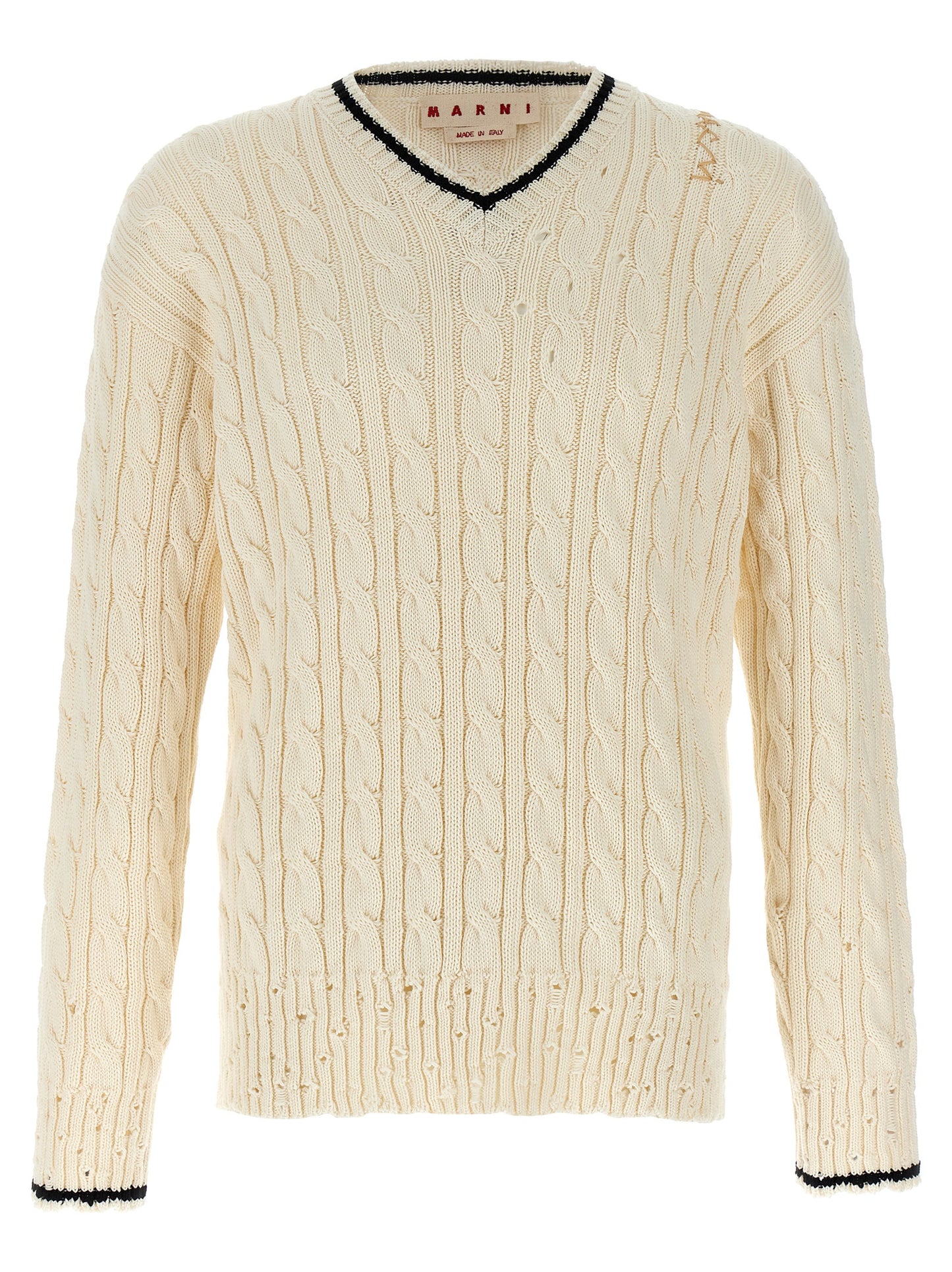 Cardigan by Marni for men in cotton white showcases a luxurious silhouette, meticulously detailed with a sophisticated and for a refined finish.