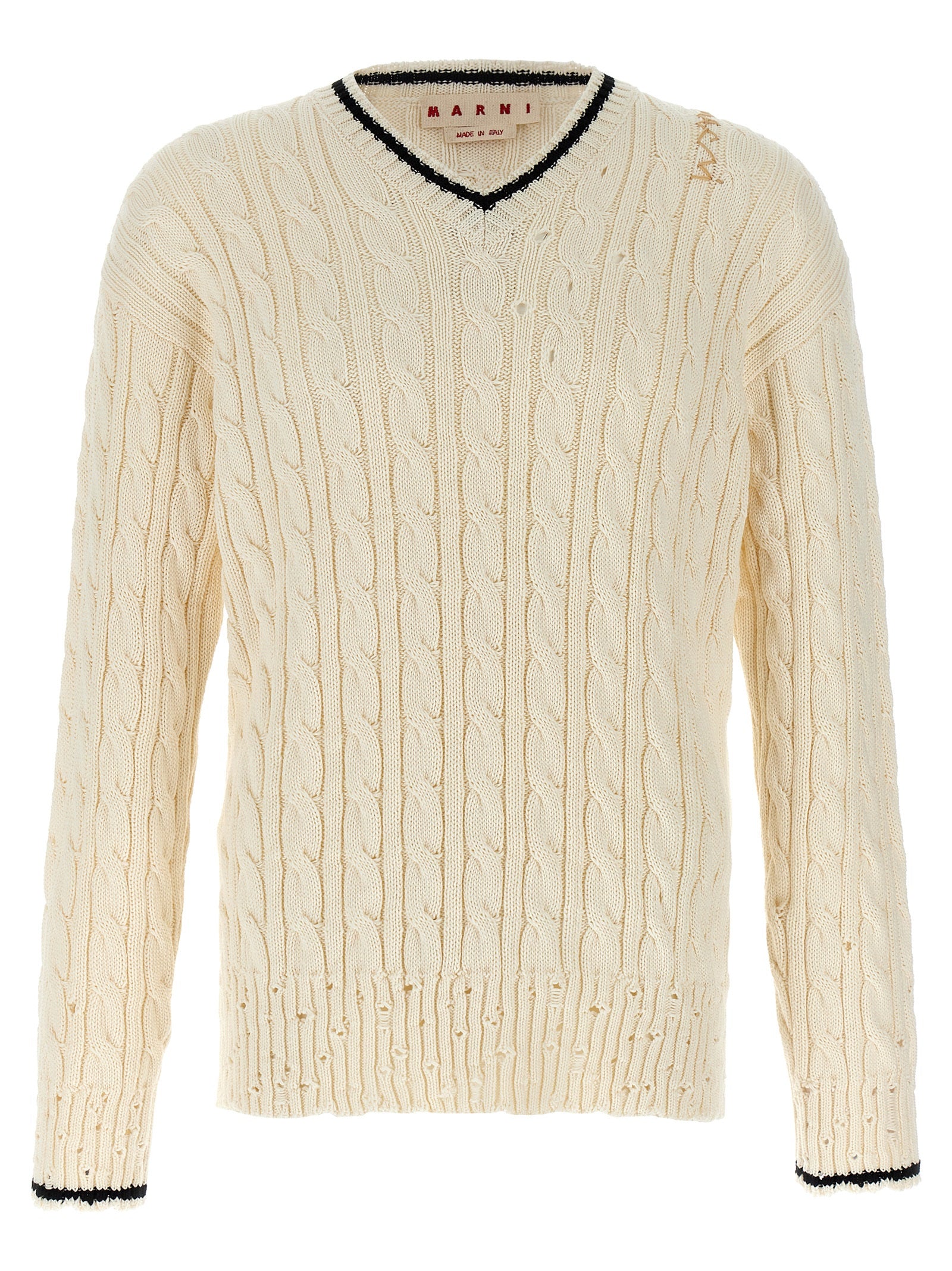 Cardigan by Marni for men in cotton white showcases a luxurious silhouette, meticulously detailed with a sophisticated and for a refined finish.