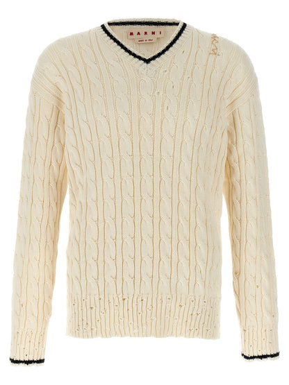 Cardigan by Marni for men in cotton white showcases a luxurious silhouette, meticulously detailed with a sophisticated and for a refined finish.