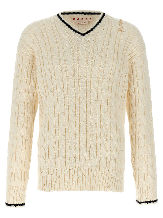 Cardigan by Marni for men in cotton white showcases a luxurious silhouette, meticulously detailed with a sophisticated and for a refined finish.