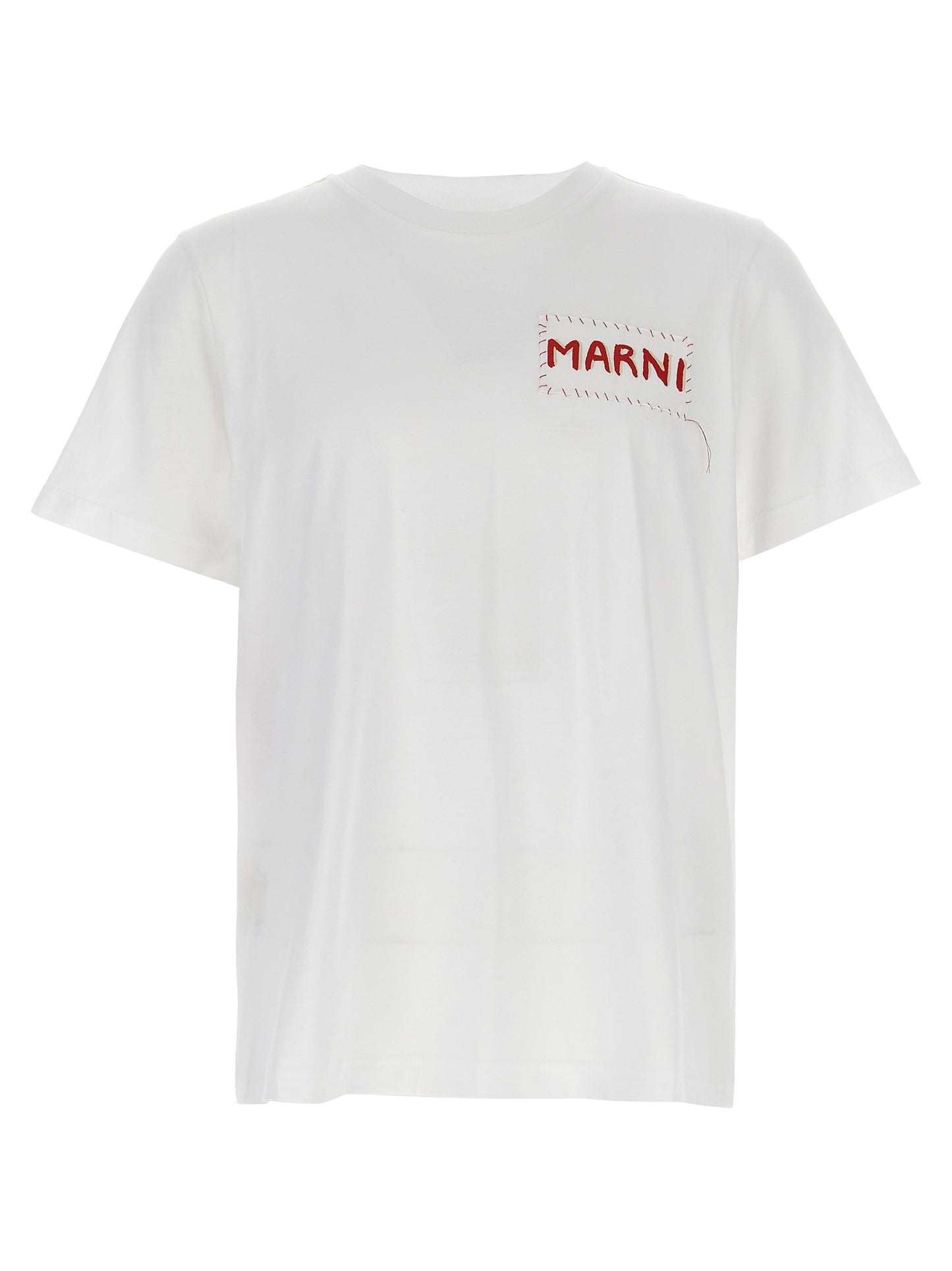 T-Shirt by Marni for men in cotton white showcases a chic silhouette, artfully detailed with a chic and for a chic finish.