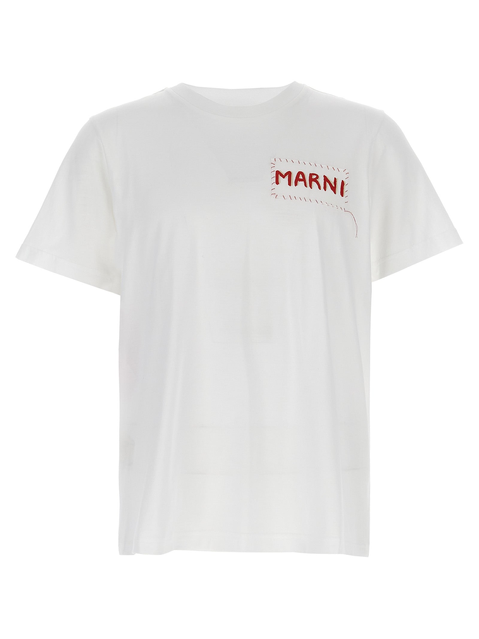 T-Shirt by Marni for men in cotton white showcases a chic silhouette, artfully detailed with a chic and for a chic finish.