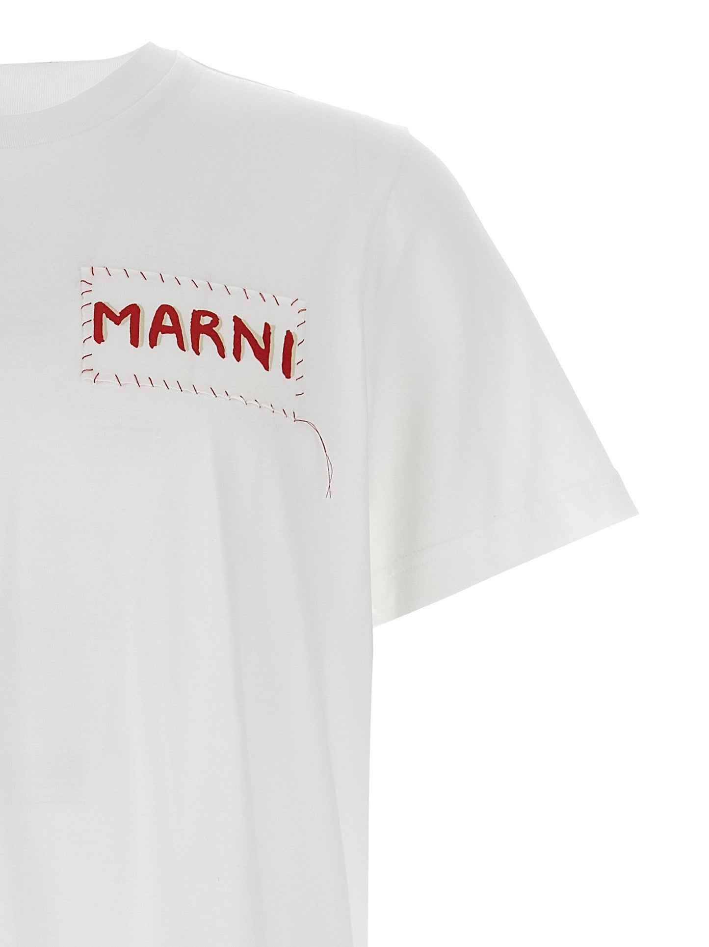 T-Shirt by Marni for men in cotton white showcases a fashionable silhouette, elegantly detailed with a fashionable and for a sophisticated, high-fashion look.