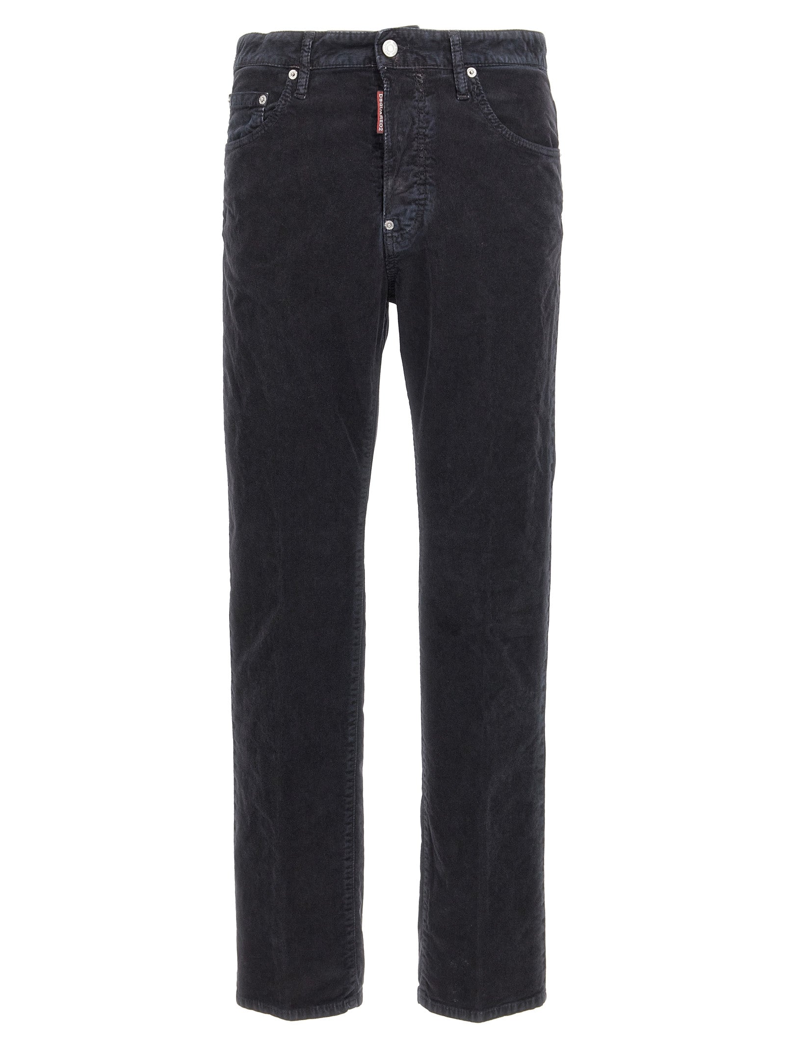 Casual Pants by Dsquared² for men in stretch cotton corduroy blue presents a tailored silhouette, showcasing a tailored and long cut with a refined for a truly tailored aesthetic.