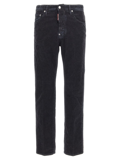 Casual Pants by Dsquared² for men in stretch cotton corduroy blue presents a tailored silhouette, showcasing a tailored and long cut with a refined for a truly tailored aesthetic.