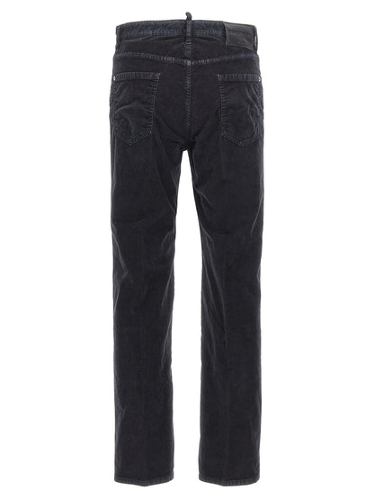 Casual Pants by Dsquared² for men in stretch cotton corduroy blue presents a refined pantology silhouette, artfully defined by a refined pantology , long, and a sophisticated .