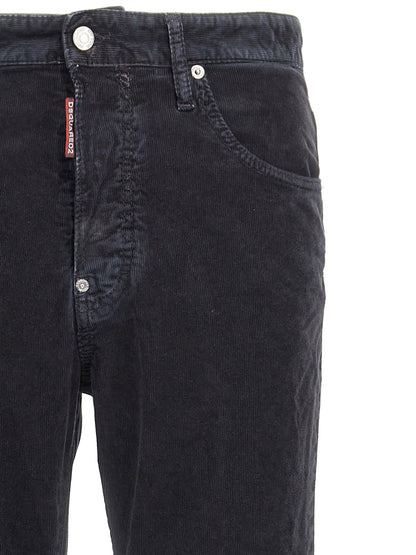 Casual Pants by Dsquared² for men in stretch cotton corduroy blue features an sartorial and long with a cut for a sartorial finish.
