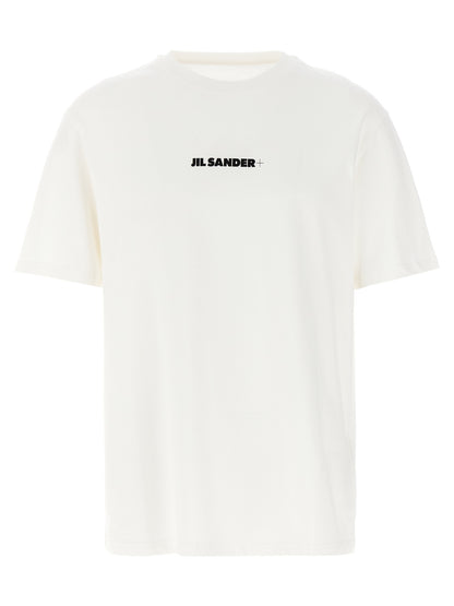 T-Shirt by Jil Sander for men in cotton white, signature & print features a plush silhouette, showcasing a sophisticated crew neckline and short-sleeve for a truly plush finish.