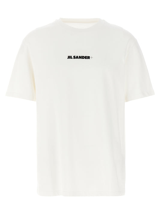 T-Shirt by Jil Sander for men in cotton white, signature & print features a plush silhouette, showcasing a sophisticated crew neckline and short-sleeve for a truly plush finish.