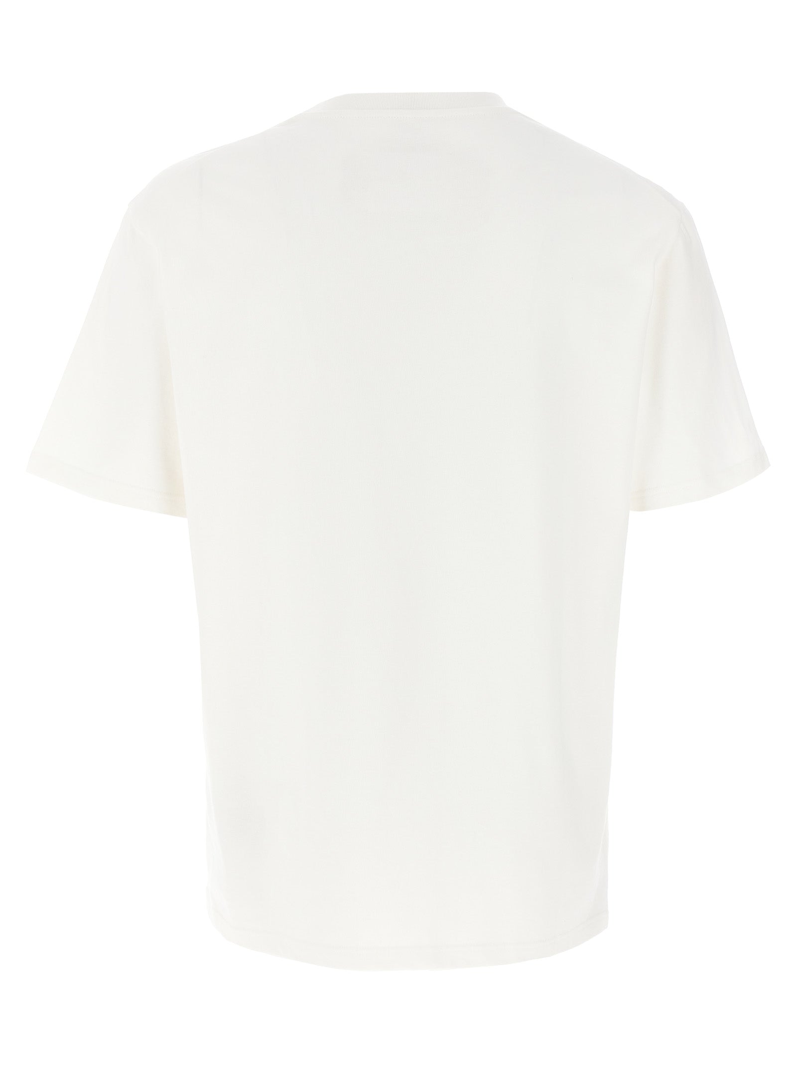 T-Shirt by Jil Sander for men in cotton white, signature & print showcases a dramatic silhouette, elegantly detailed with a dramatic crew neckline and for a truly dramatic finish.