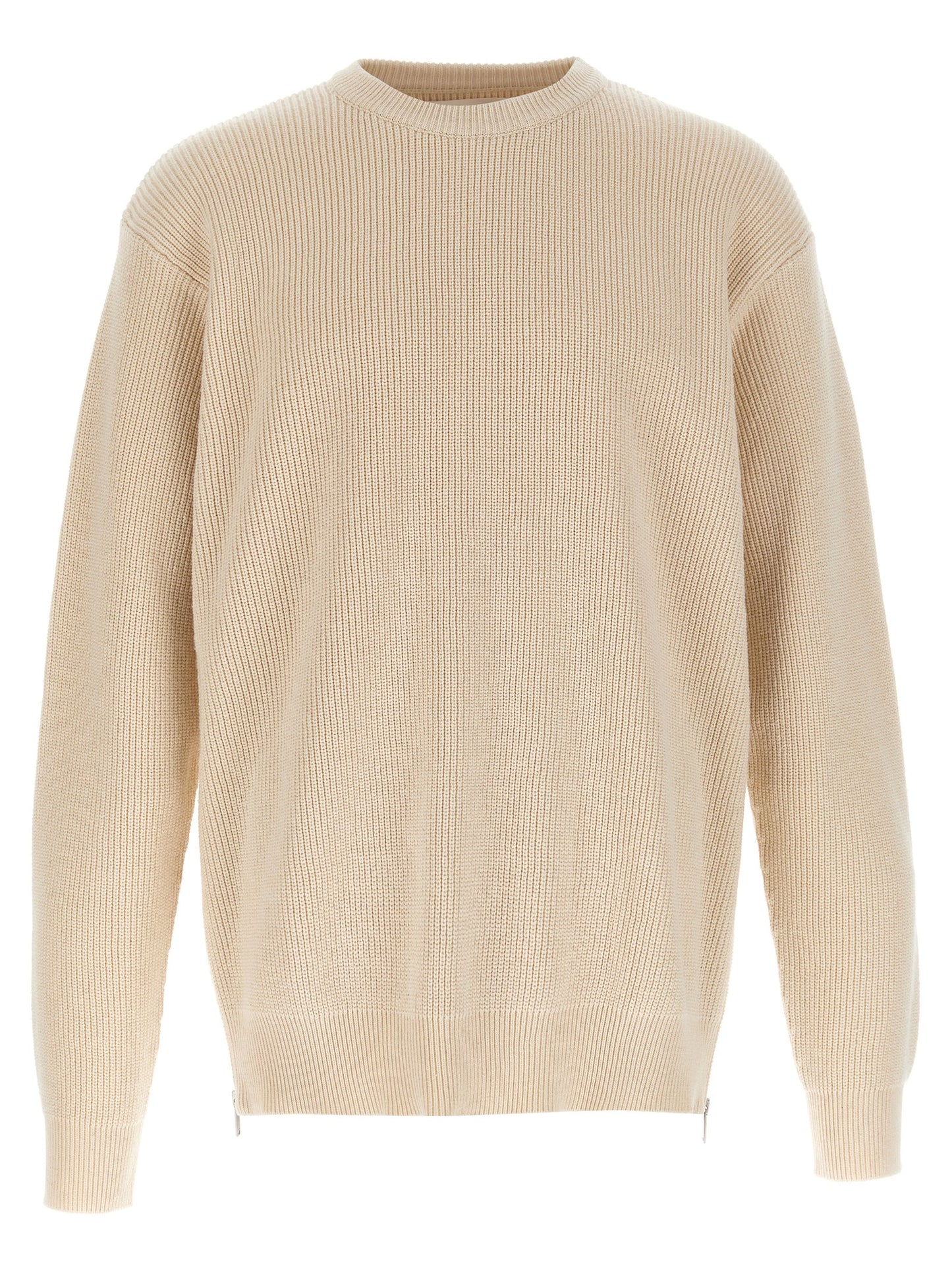 Cardigan by Jil Sander for men in cotton beige presents a textural silhouette, artfully finished with a textural crew neckline and long-sleeve for a sophisticated, textural look.