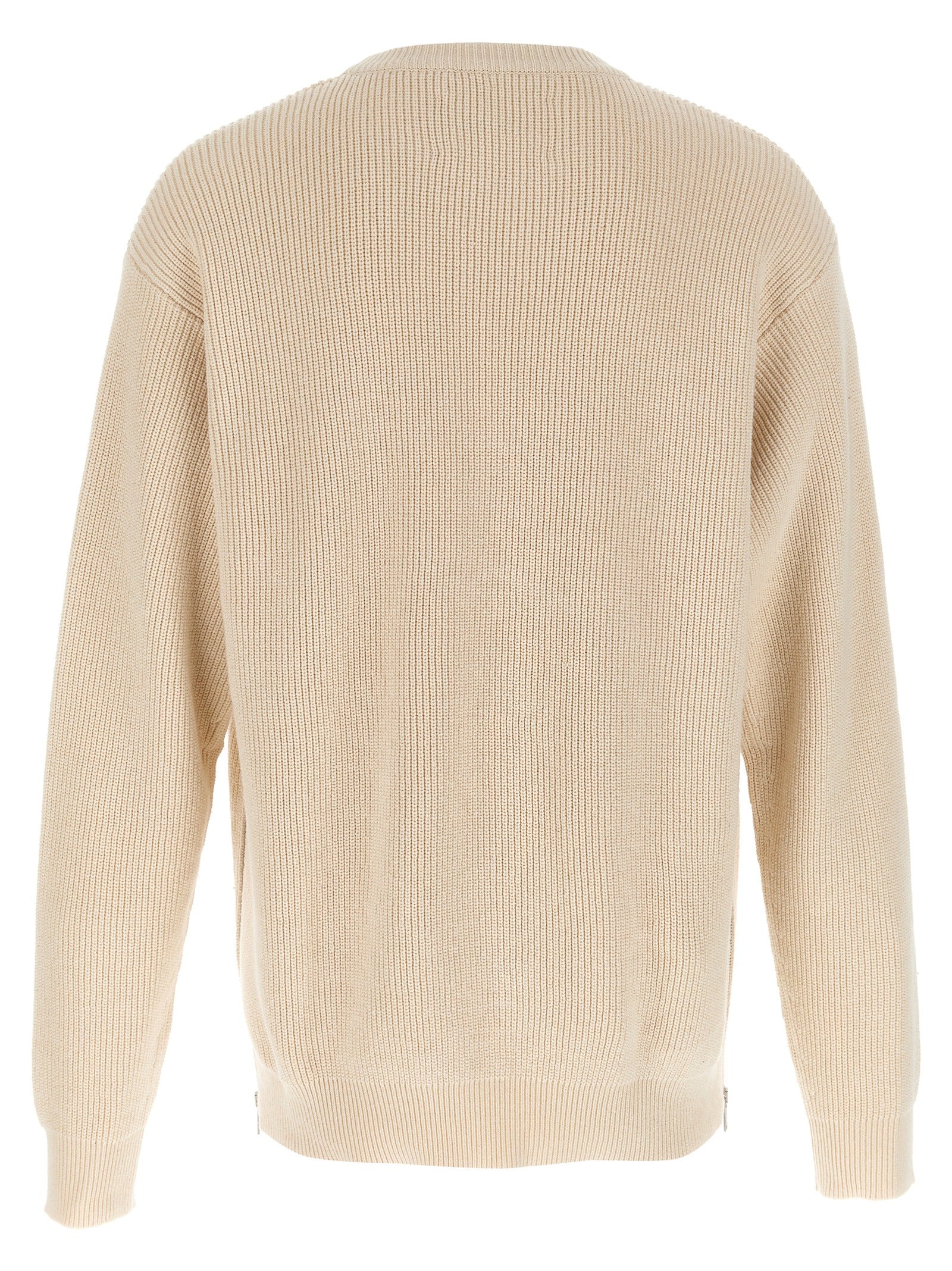 Cardigan by Jil Sander for men in cotton beige features an crisp silhouette, showcasing a sophisticated crew neckline and detail for a truly crisp finish.