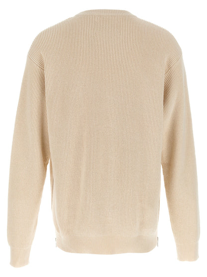 Cardigan by Jil Sander for men in cotton beige features an crisp silhouette, showcasing a sophisticated crew neckline and detail for a truly crisp finish.
