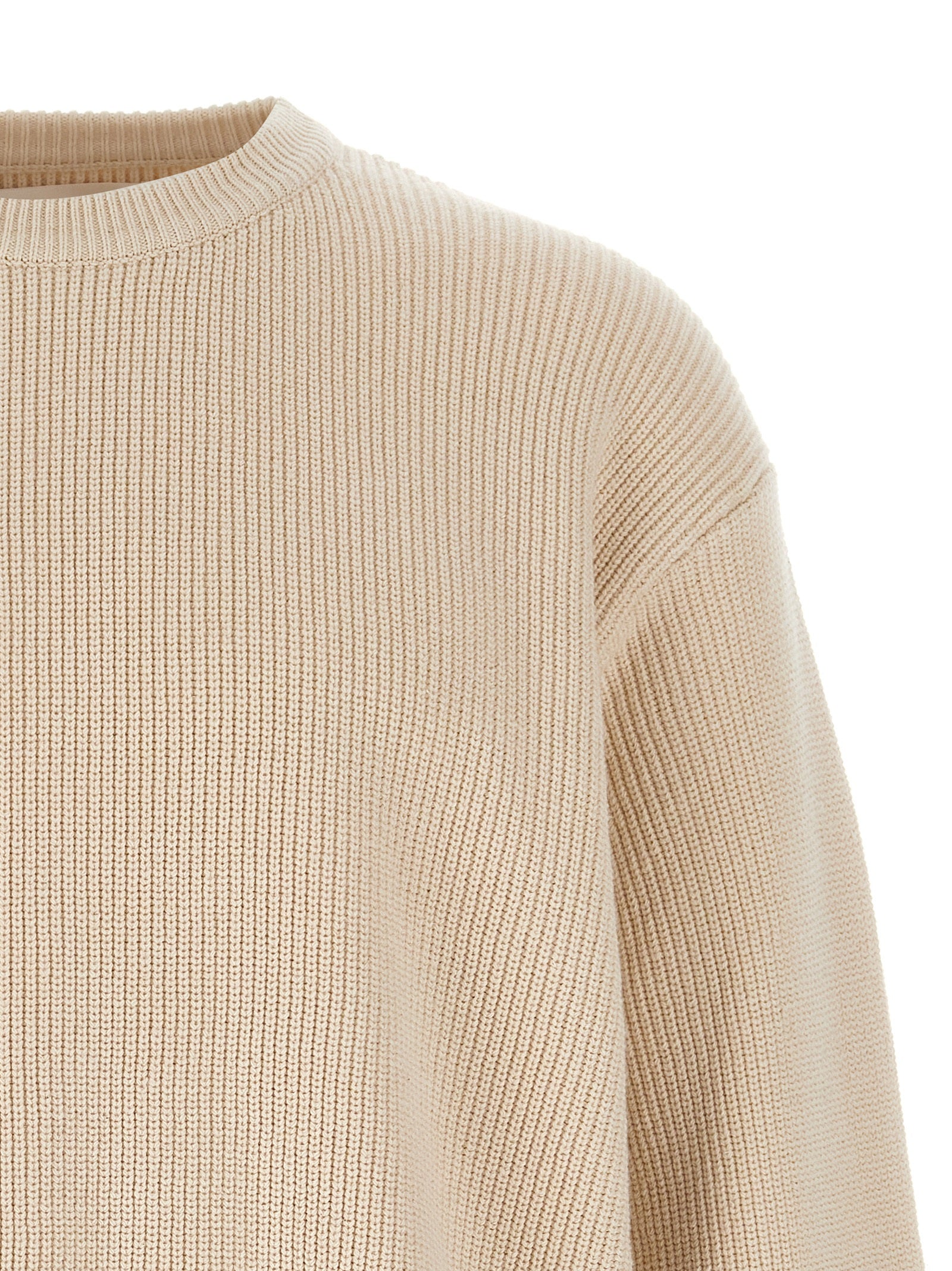 Cardigan by Jil Sander for men in cotton beige features an impeccable silhouette, showcasing a sophisticated crew neckline and detail for a truly impeccable finish.