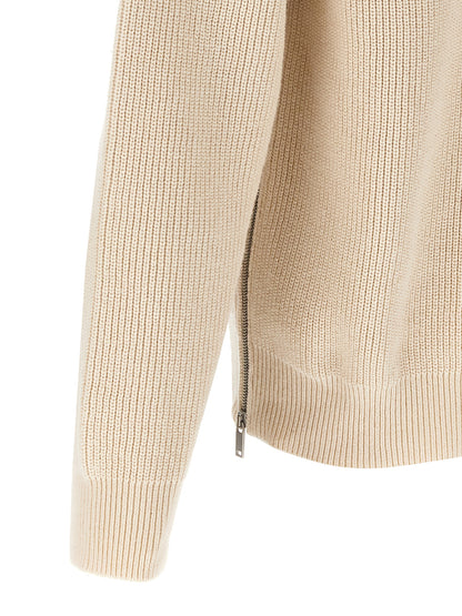 Cardigan by Jil Sander for men in cotton beige showcases a luxurious silhouette, meticulously detailed with a sophisticated and for a refined finish.
