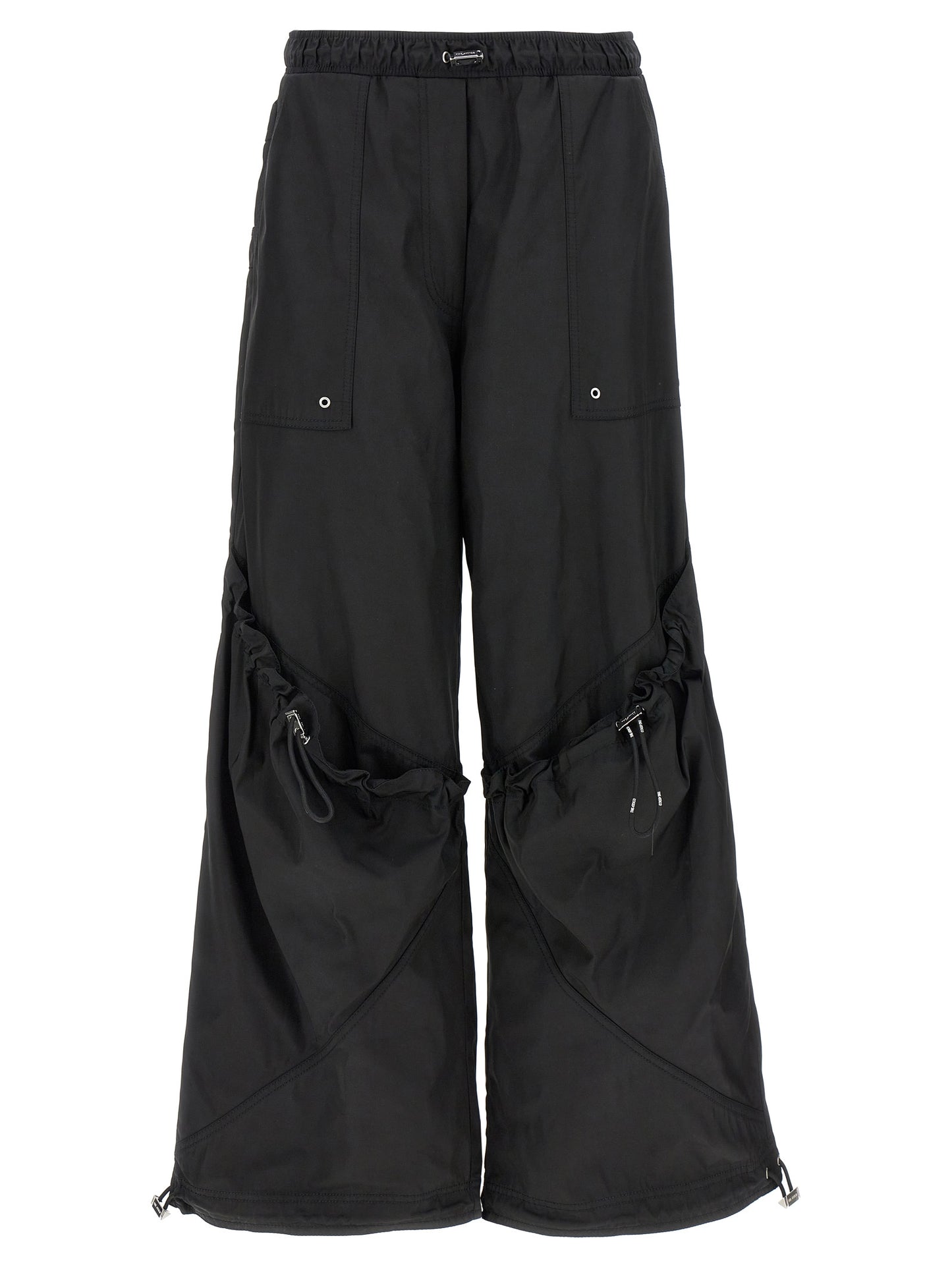 Casual Pants by The Attico for women in nylon & polyester black features a polished silhouette with a polished oversized, reaching a polished long and finished with a polished .