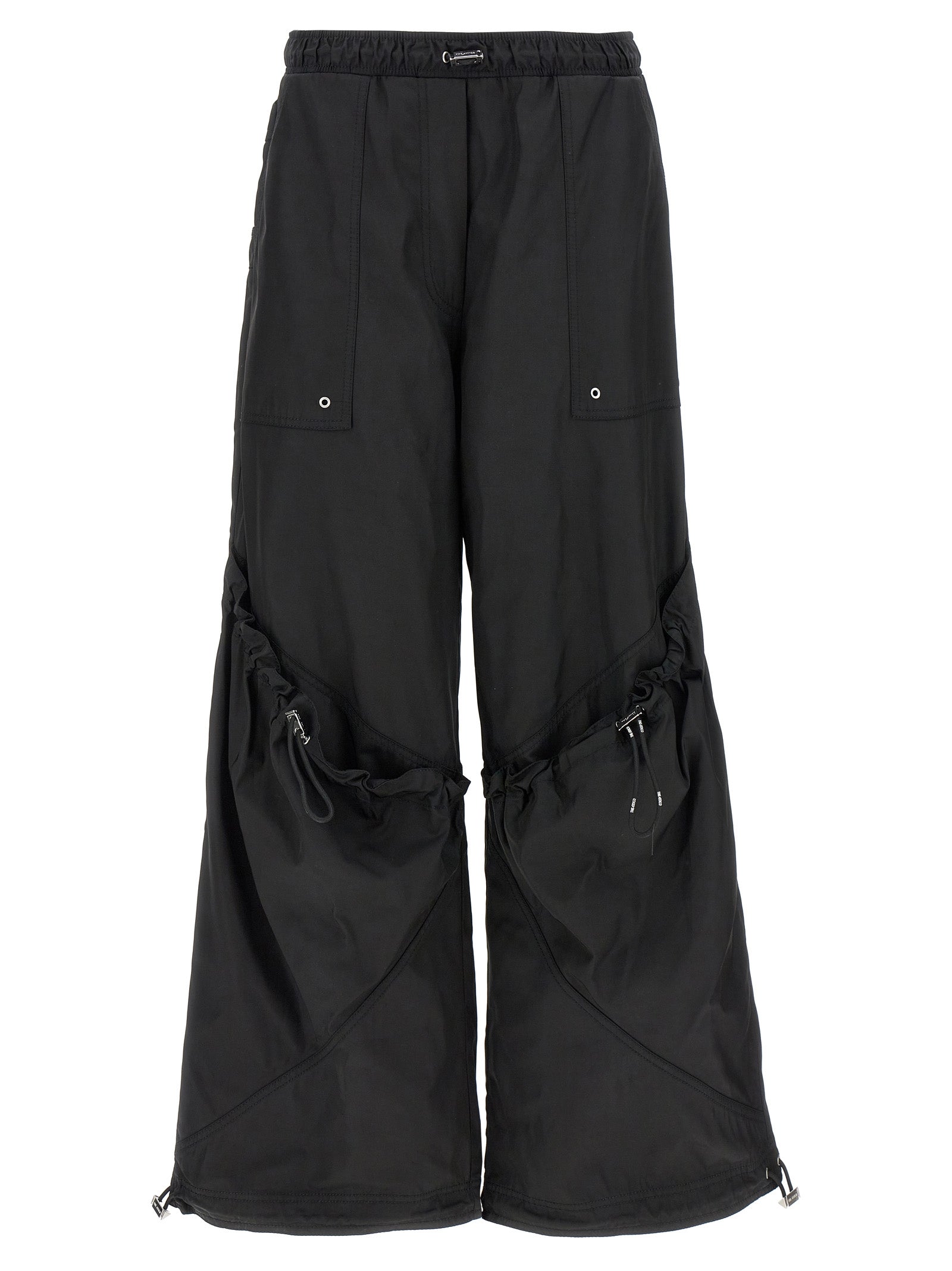 Casual Pants by The Attico for women in nylon & polyester black features a polished silhouette with a polished oversized, reaching a polished long and finished with a polished .