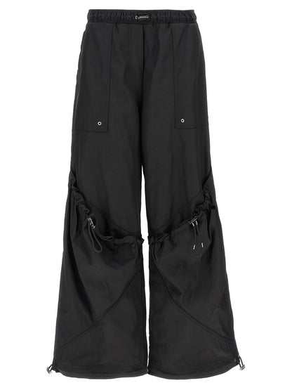 Casual Pants by The Attico for women in nylon & polyester black features a polished silhouette with a polished oversized, reaching a polished long and finished with a polished .