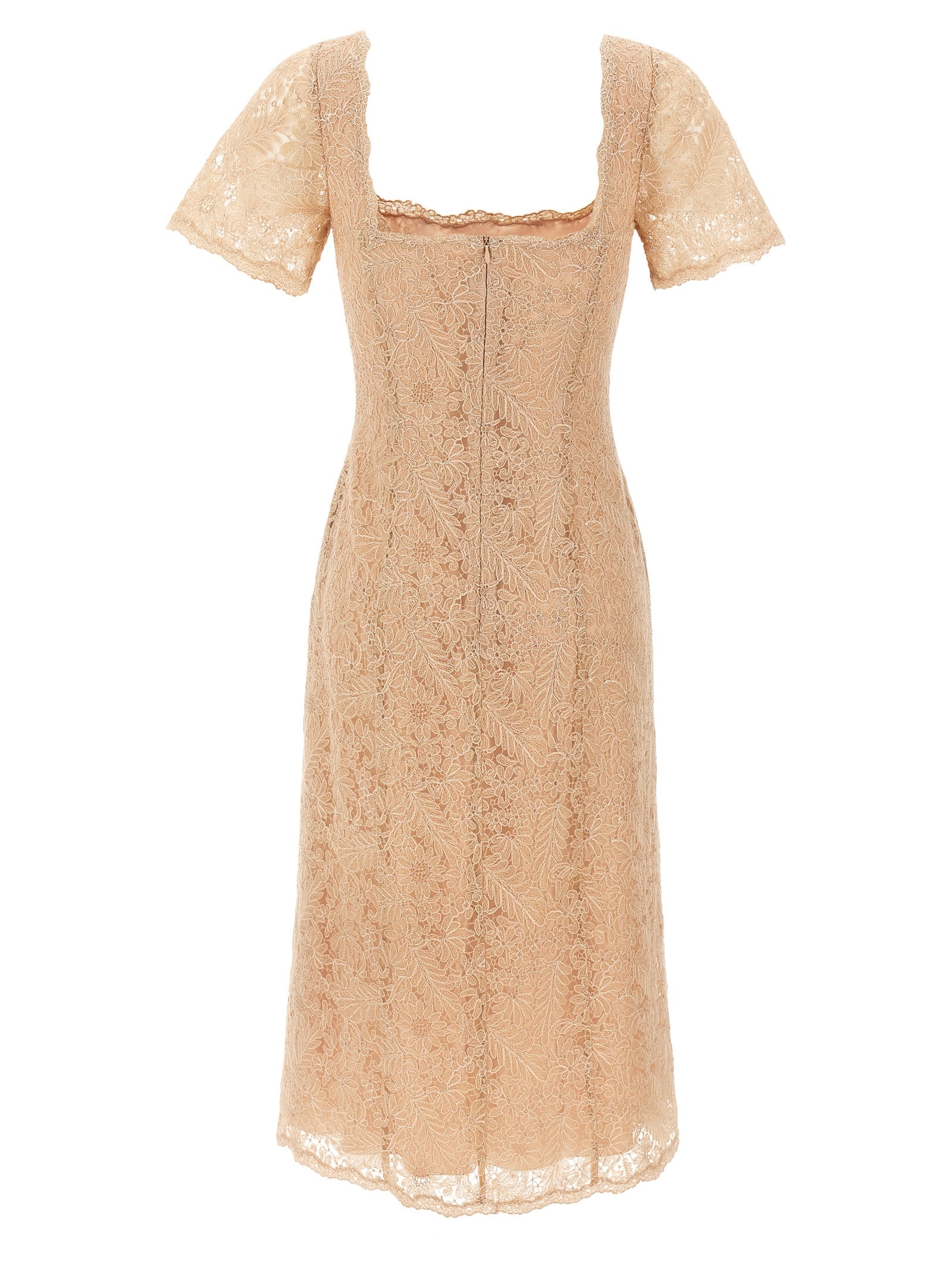 Dress by Ermanno Scervino for women in polyamide & polyester multicolor, pink & floral features an sultry silhouette defined by a square neckline and , falling to an sultry midi short for a sultry look.