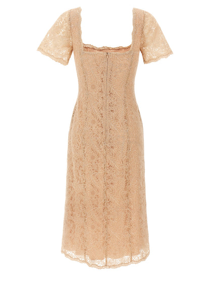 Dress by Ermanno Scervino for women in polyamide & polyester multicolor, pink & floral features an sultry silhouette defined by a square neckline and , falling to an sultry midi short for a sultry look.