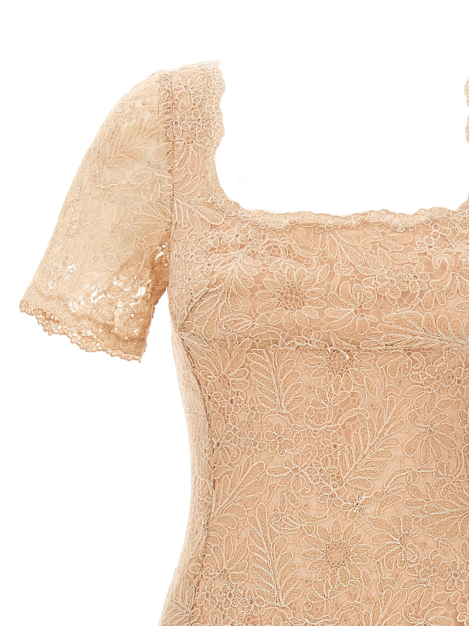 Dress by Ermanno Scervino for women in polyamide & polyester multicolor, pink & floral features a dramatic silhouette, showcasing an elegant square neckline and that flows into a dramatic midi short.