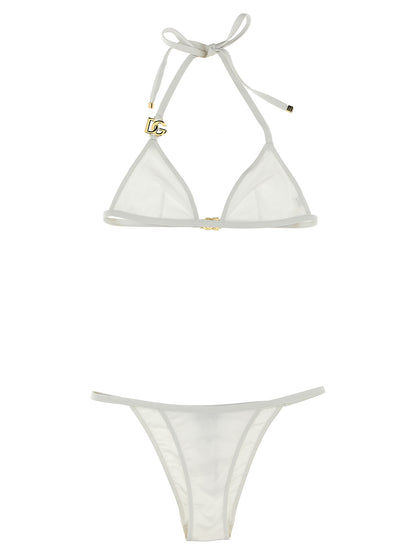 This Bikini by Dolce & Gabbana for women in stretch polyamide white features a beach chic silhouette from the Waves Women's Stretch Polyamide Bikini collection, showcasing a beach chic cut for a refined poolside look.