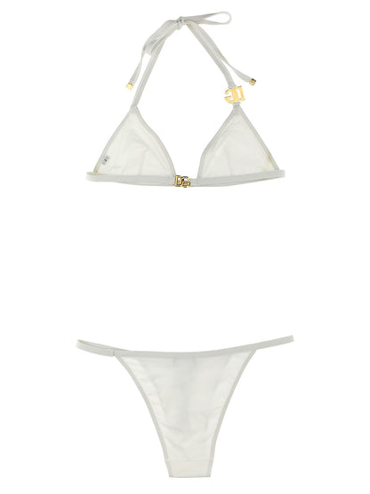 Bikini by Dolce & Gabbana for women in stretch polyamide white presents a sun-drenched silhouette, showcasing the sun-drenched Waves Women's Stretch Polyamide Bikini design with a sun-drenched cut for a premium finish.