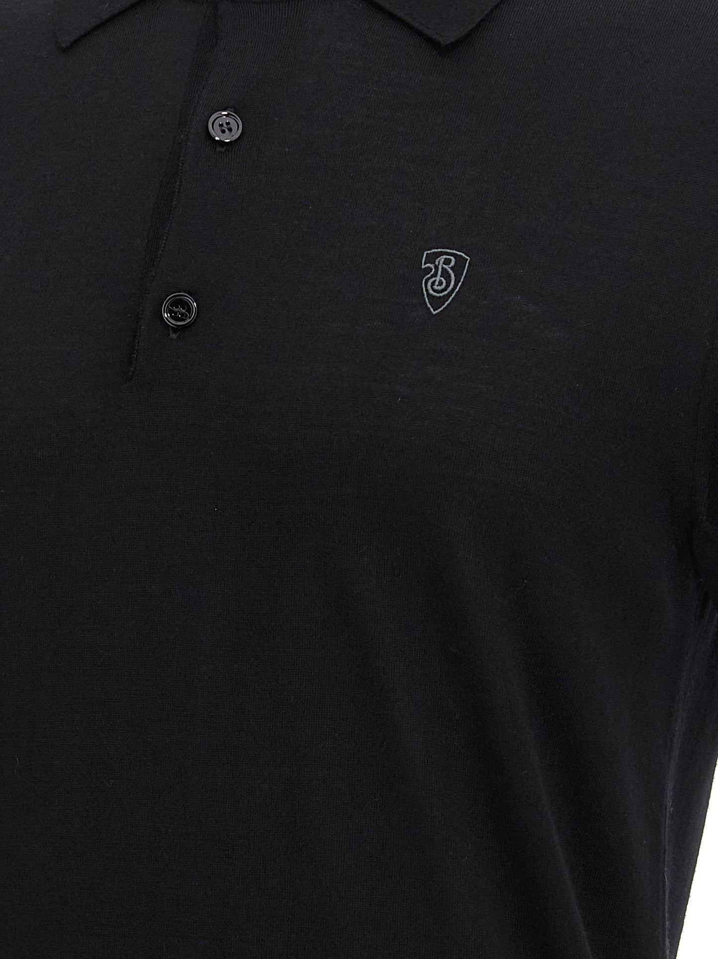 Polo Shirt by Burberry for men in wool black presents a sleek silhouette, featuring a refined and for a sleek finish.