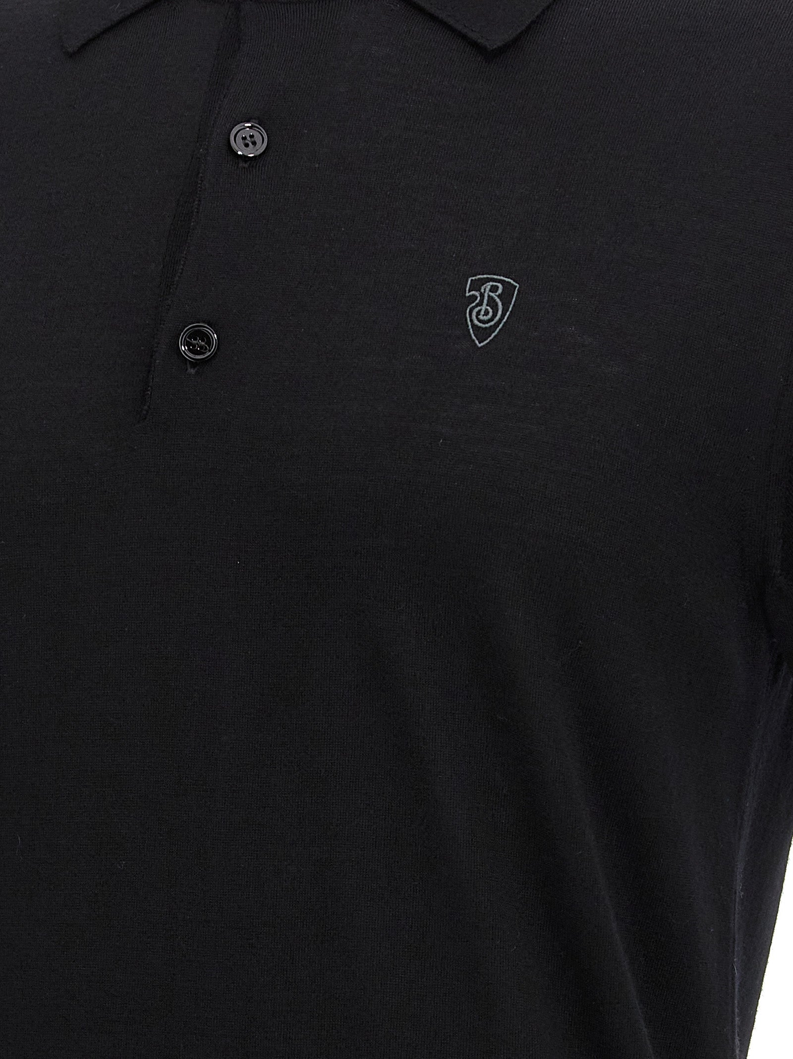 Polo Shirt by Burberry for men in wool black presents a sleek silhouette, featuring a refined and for a sleek finish.