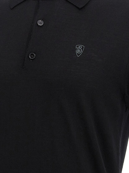 Polo Shirt by Burberry for men in wool black presents a sleek silhouette, featuring a refined and for a sleek finish.