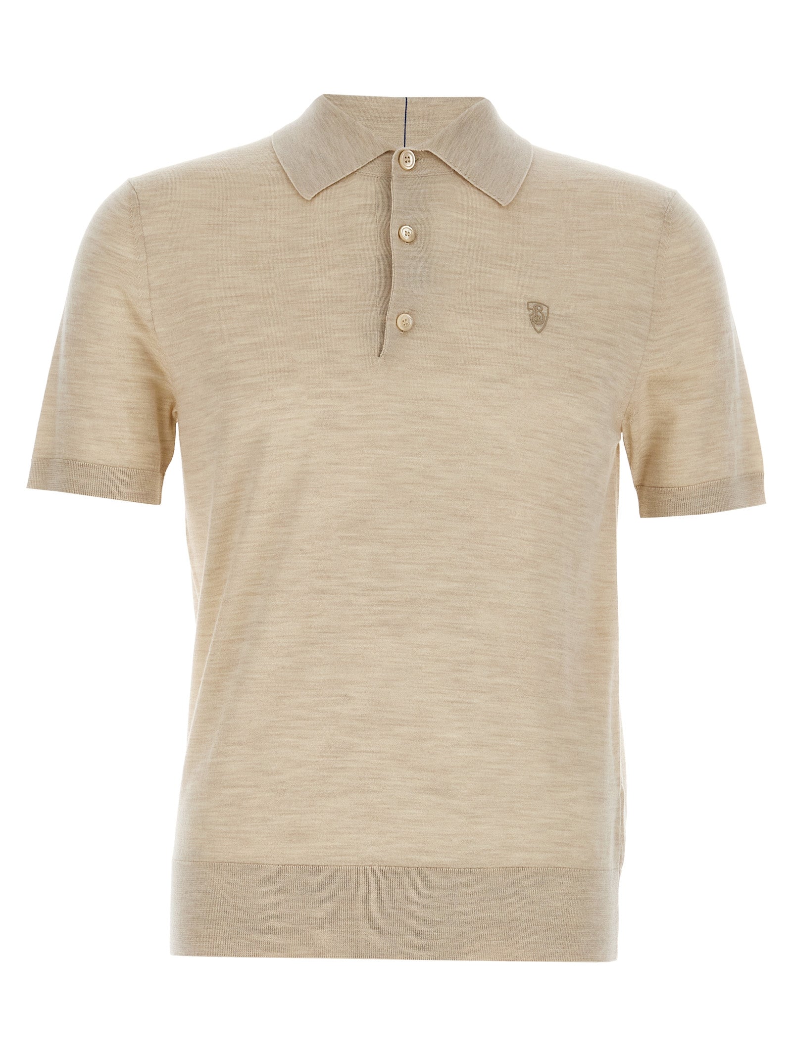Polo Shirt by Burberry for men in wool beige features a eye catching silhouette, showcasing a refined split neckline and short-sleeve for a eye catching finish.