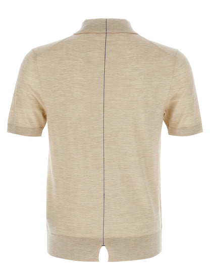 Polo Shirt by Burberry for men in wool beige presents a crisp silhouette, artfully detailed with a crisp and crisp split neckline.