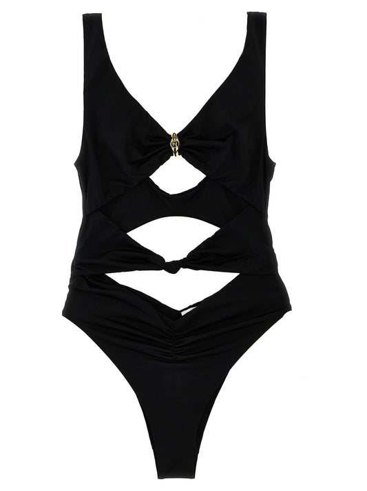 One-Piece Swimsuit by Elisabetta Franchi for women in polyamide & lycra black showcases a couture inspired silhouette from the Waves Women's Polyamide & Lycra One-Piece Swimsuit collection, featuring a couture inspired cut designed for a couture inspired and couture inspired poolside look.