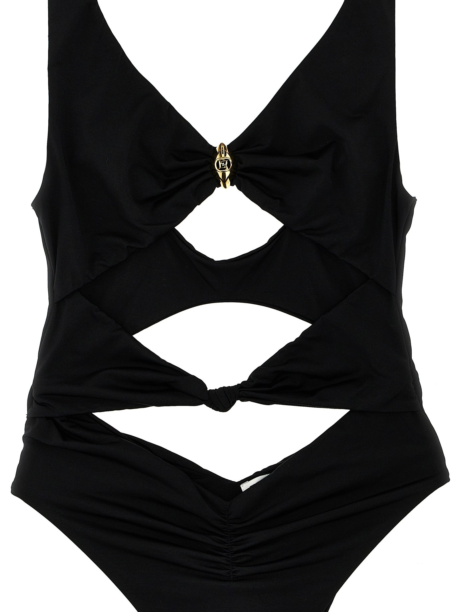 One-Piece Swimsuit by Elisabetta Franchi for women in polyamide & lycra black showcases a couture inspired silhouette from the Waves Women's Polyamide & Lycra One-Piece Swimsuit collection, featuring a couture inspired cut designed for a couture inspired and couture inspired poolside look.