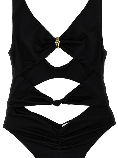 One-Piece Swimsuit by Elisabetta Franchi for women in polyamide & lycra black showcases a couture inspired silhouette from the Waves Women's Polyamide & Lycra One-Piece Swimsuit collection, featuring a couture inspired cut designed for a couture inspired and couture inspired poolside look.