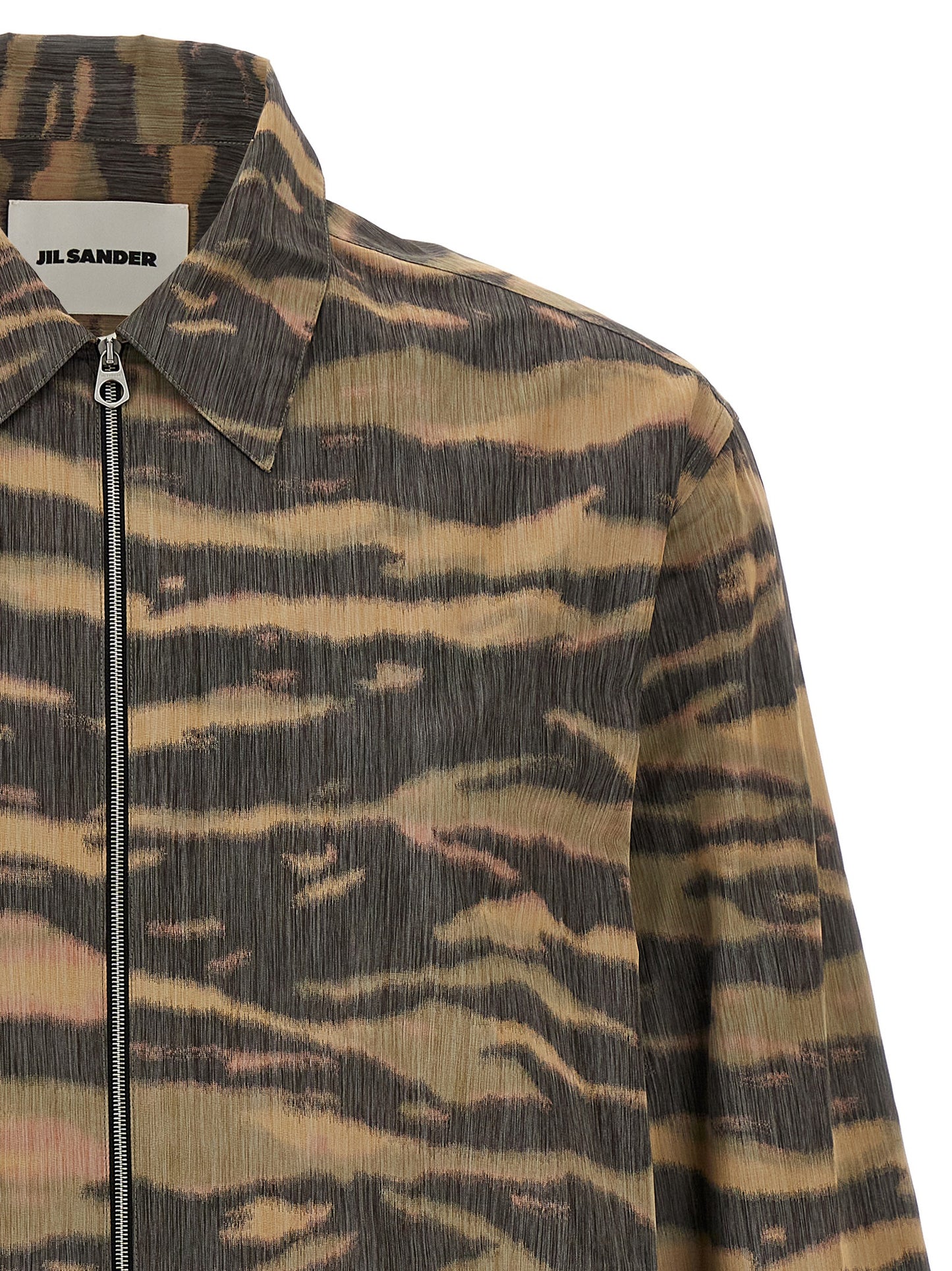 Shirt by Jil Sander for men in polyester & silk multicolor, camouflage & print features an polished silhouette, showcasing a sophisticated and detail for a truly polished finish.