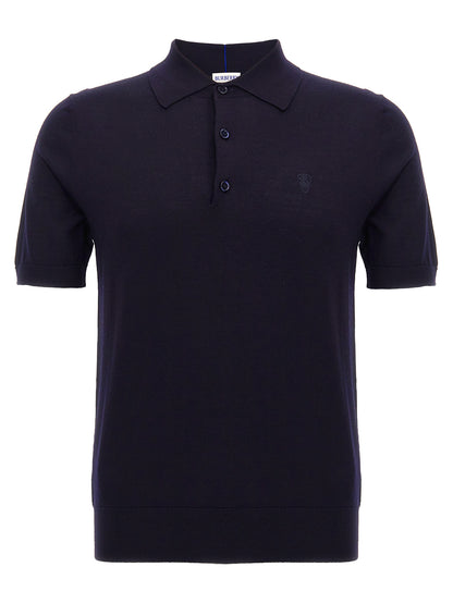 Polo Shirt by Burberry for men in wool blue showcases a enviable silhouette, featuring a refined split neckline and short-sleeve for a enviable finish.