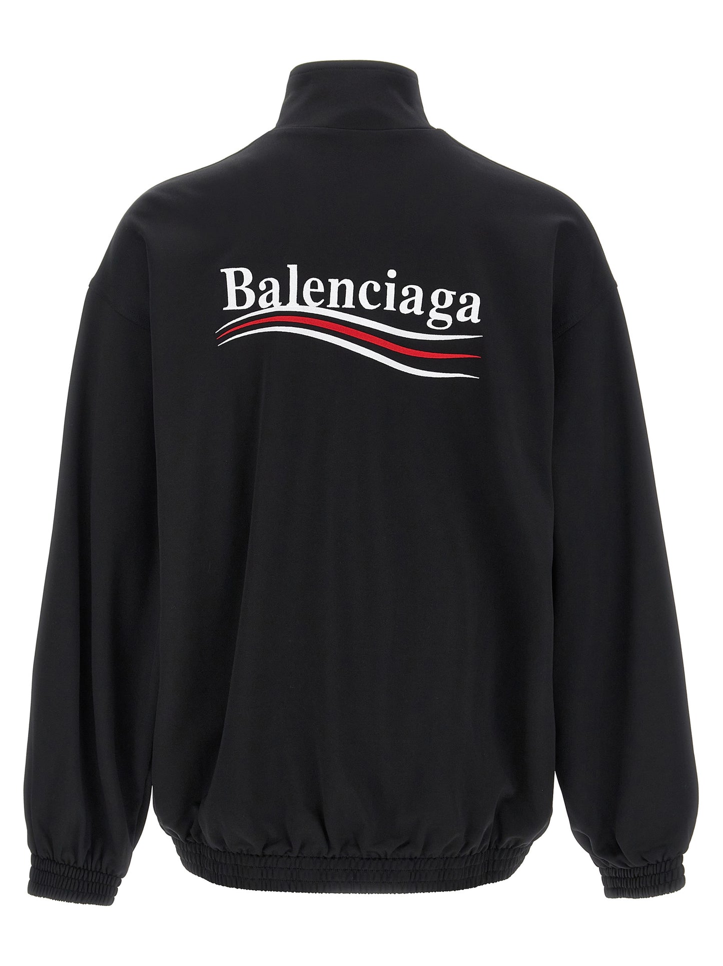 Sweatshirt by Balenciaga for men in polyamide & polyester black & signature features an enviable silhouette, showcasing a premium and refined high-neck neckline for a truly enviable finish.